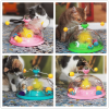 Interactive Cat Toy Ball Pets Cats Puzzle Spinning Track with Plush Balls Feather Teaser Kitten Toys Game Catnip Ball Toy - Blue