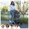 Foldable Pet Stroller, Small Dog Cat Stroller with Storage Basket for Small Puppies, Gray and Black - As Picture