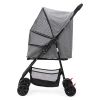 Foldable Pet Stroller, Small Dog Cat Stroller with Storage Basket for Small Puppies, Gray and Black - As Picture