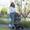 Foldable Pet Stroller, Small Dog Cat Stroller with Storage Basket for Small Puppies, Gray and Black - As Picture